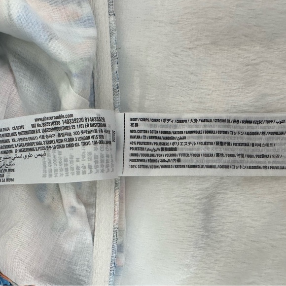 Abercrombie & Fitch Floral Crop Top Puff Sleeve Shirt Blue Pink medium blouse - Picture 10 of 13